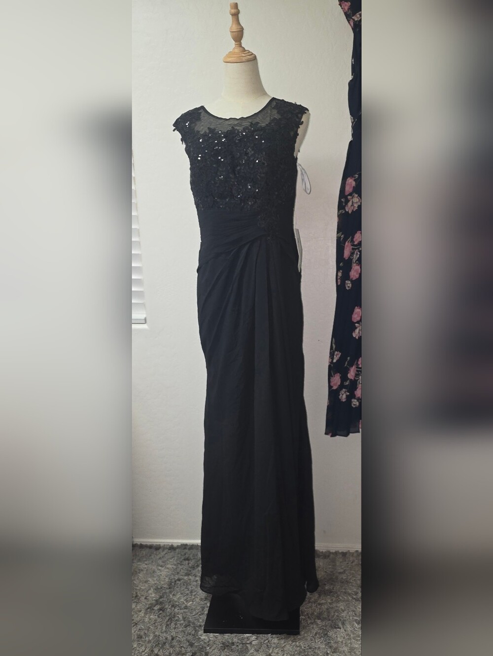 Elegant Black Beaded Evening Gown